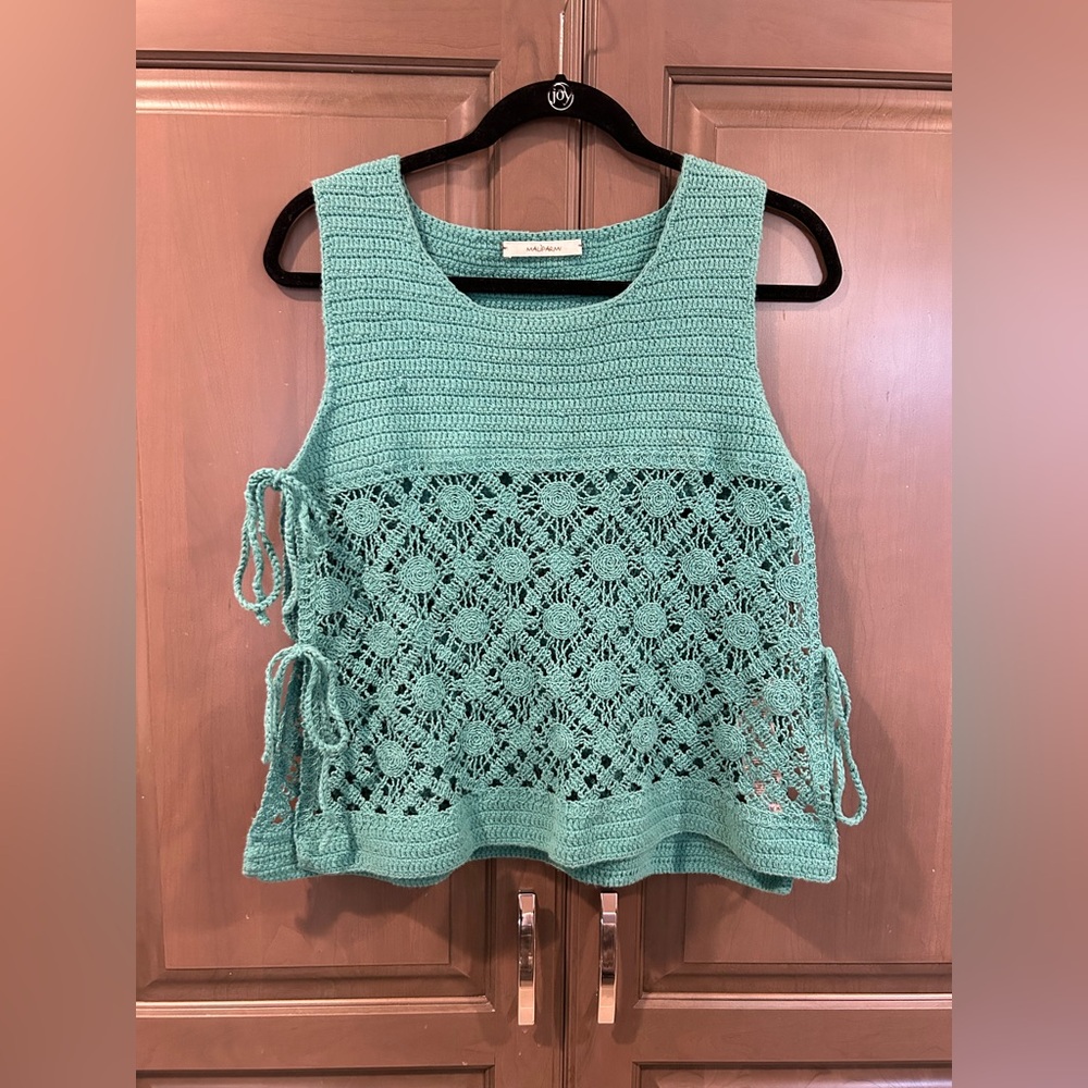 Maliparmi Knitwear Side-Tie Vest in Turquoise, Size S